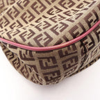 Fendi Shoulder Bag Zucchino Beige Pink Canvas Leather — view 8