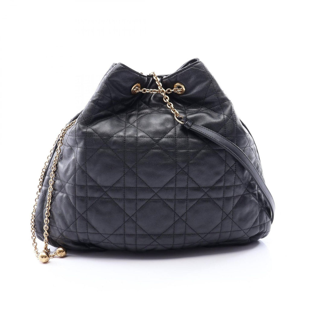 Dior Shoulder Bag Ami Cannage Black Leather Ami Medium