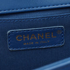 Chanel Shoulder Bag Boy Chevron V-stitch Blue Lambskin Chain — view 4