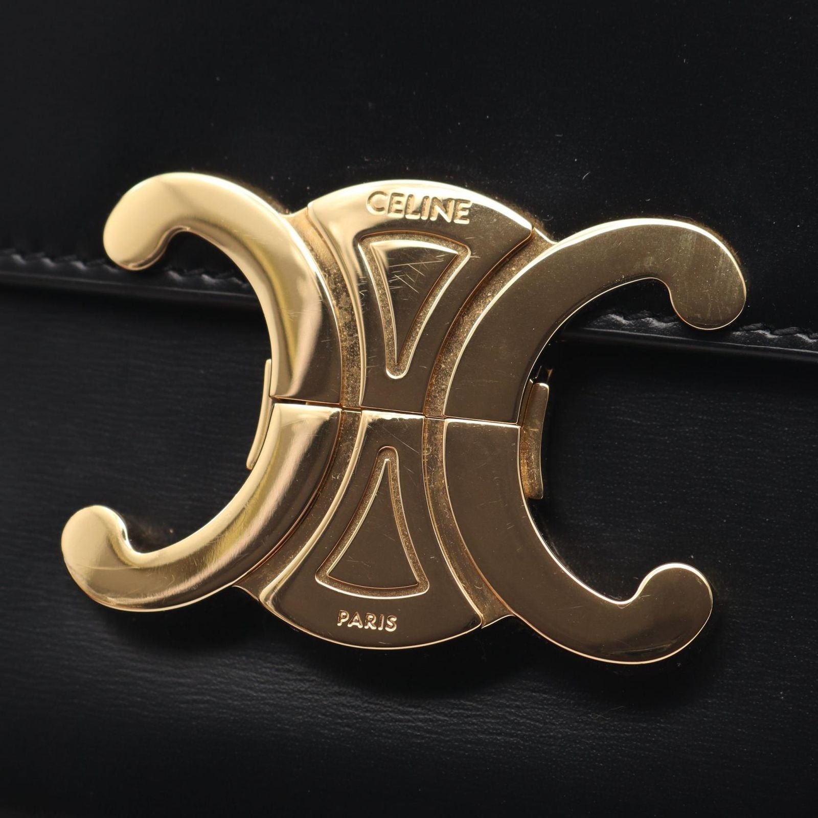 Celine Shoulder Bag Teen Triomphe Black Leather — view 6