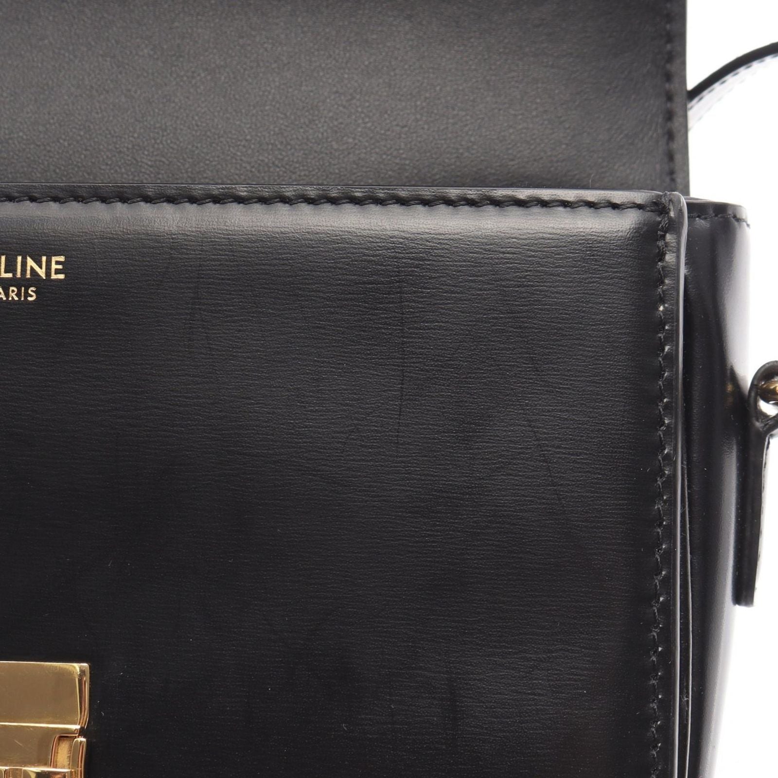 Celine Shoulder Bag Teen Triomphe Black Leather — view 5