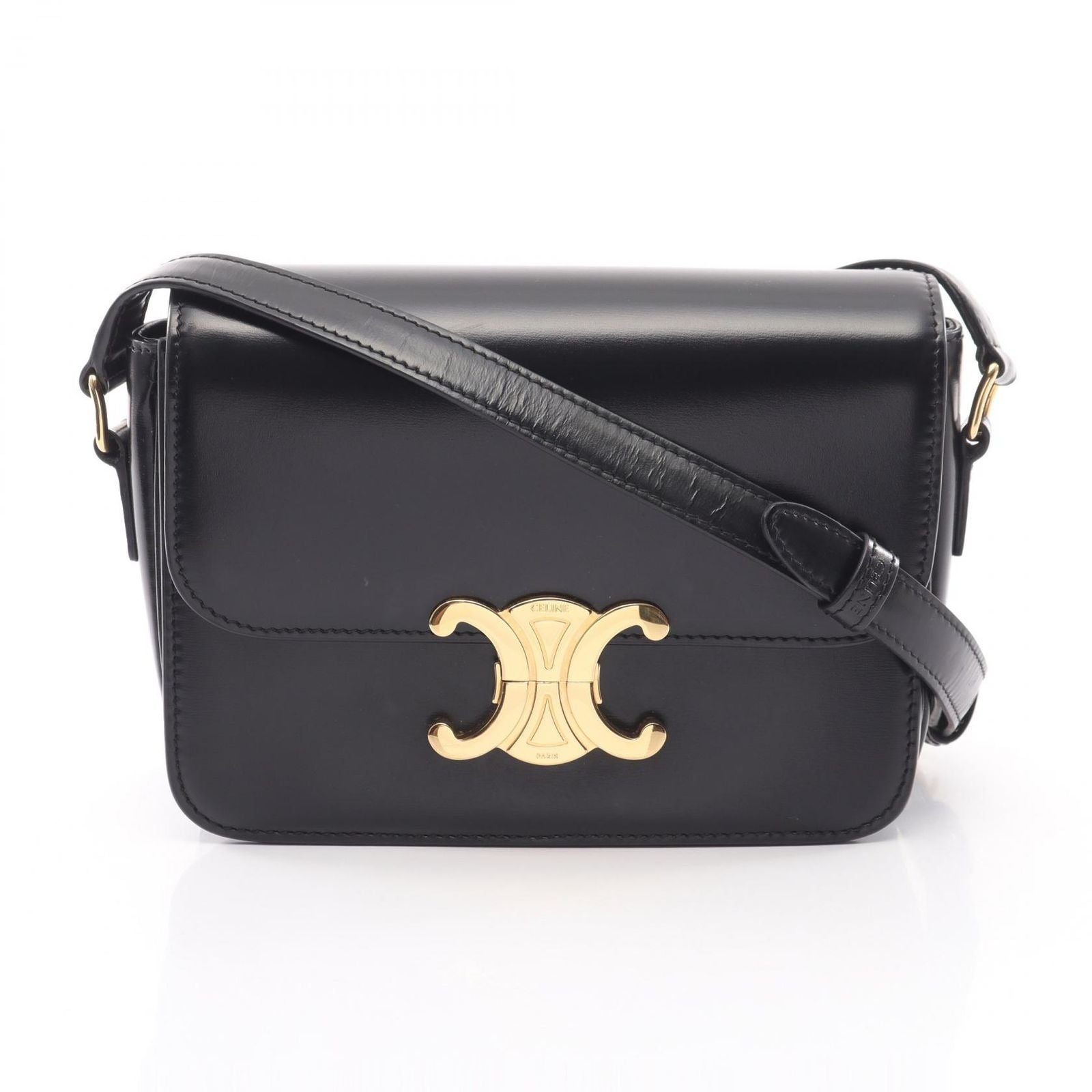 Celine Shoulder Bag Teen Triomphe Black Leather