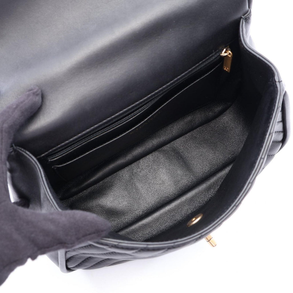 Chanel Shoulder Bag V-stitch Chevron 2-Way Black Lambskin Top Handle Chain — view 3