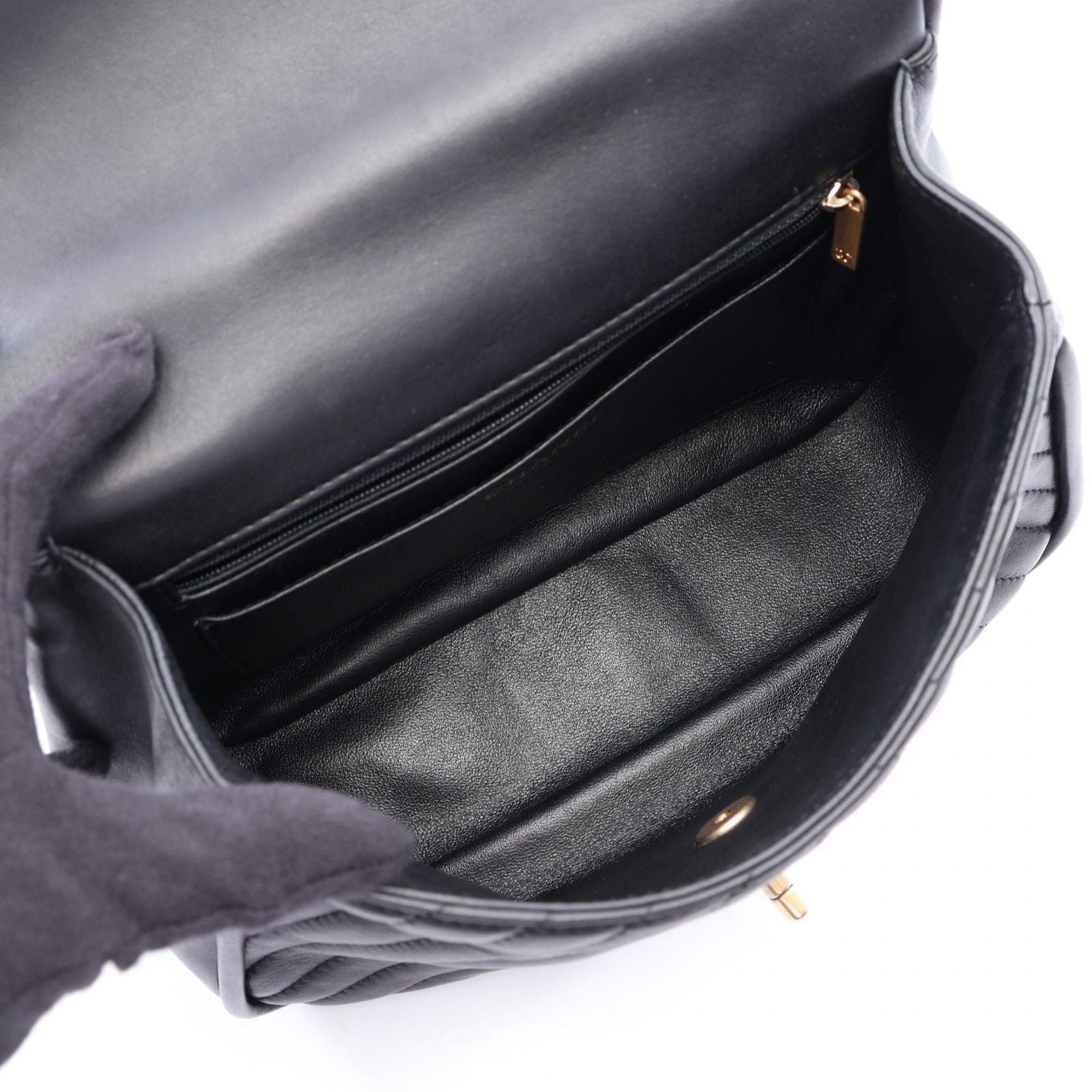 Chanel Shoulder Bag V-stitch Chevron 2-Way Black Lambskin Top Handle Chain — view 3