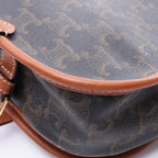 Celine Shoulder Bag Folco Medium Triomphe Dark Brown Leather — view 6