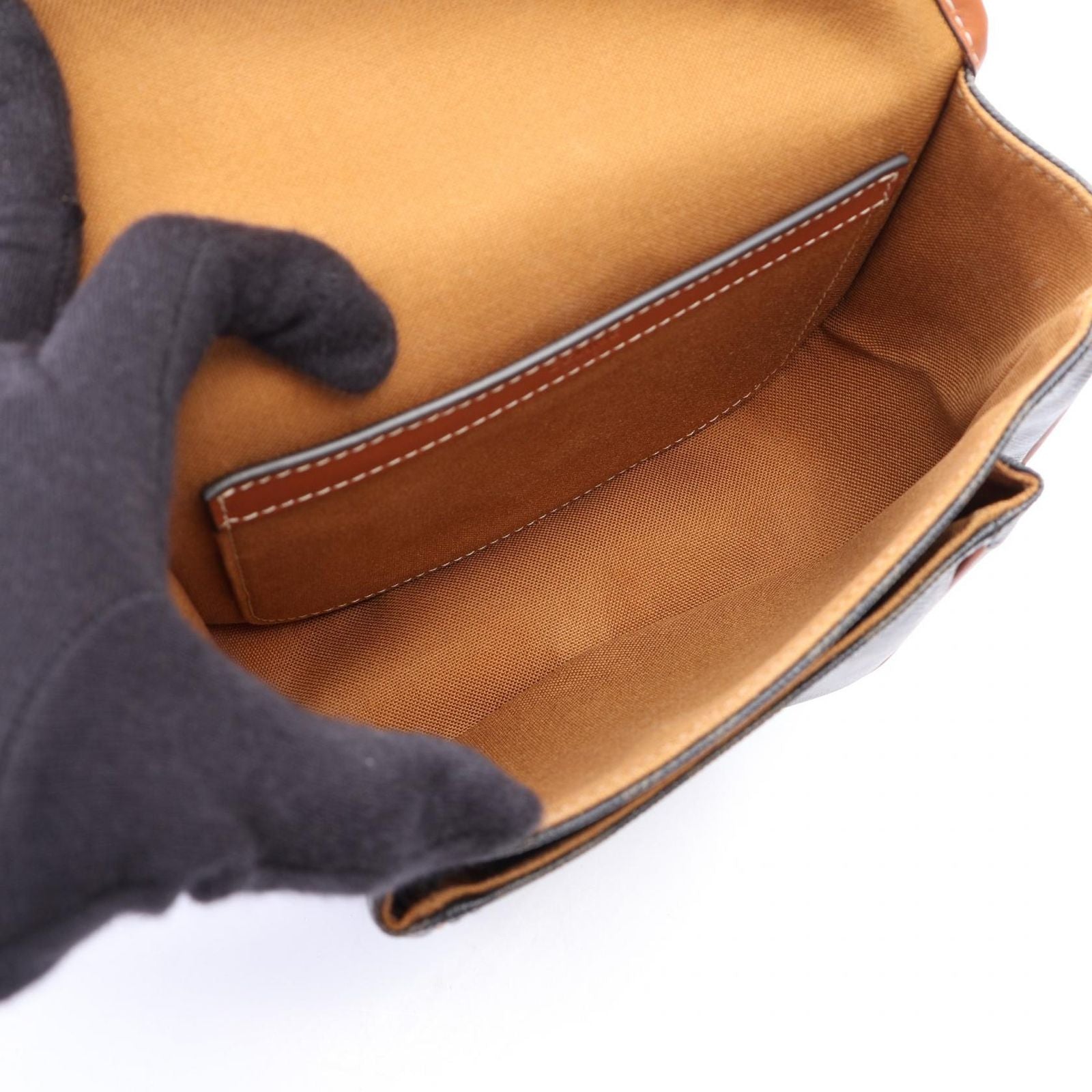 Celine Shoulder Bag Folco Medium Triomphe Dark Brown Leather — view 3