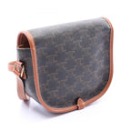 Celine Shoulder Bag Folco Medium Triomphe Dark Brown Leather — view 2