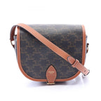 Celine Shoulder Bag Folco Medium Triomphe Dark Brown Leather