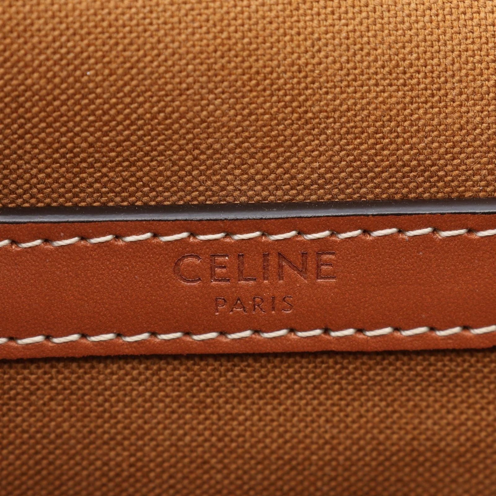 Celine Shoulder Bag Folco Medium Triomphe Dark Brown Leather — view 4