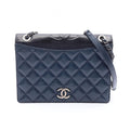 Chanel Shoulder Bag Quilted Navy Black Leather Chain