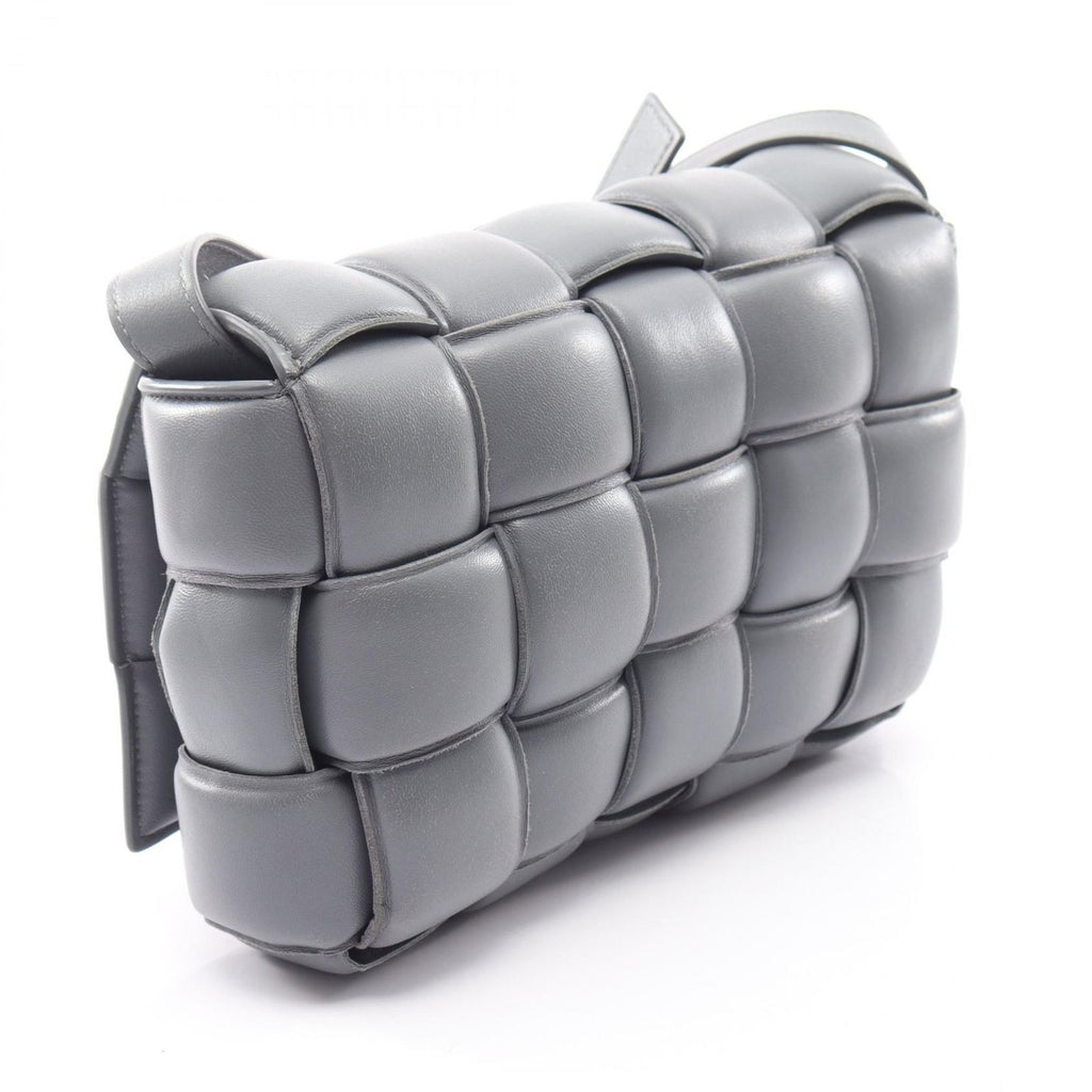 Bottega Veneta Shoulder Bag Padded Cassette Intrecciato Gray Leather Maxi — view 2