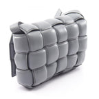 Bottega Veneta Shoulder Bag Padded Cassette Intrecciato Gray Leather Maxi — view 2
