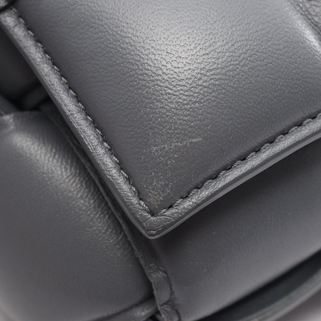 Bottega Veneta Shoulder Bag Padded Cassette Intrecciato Gray Leather Maxi — view 7