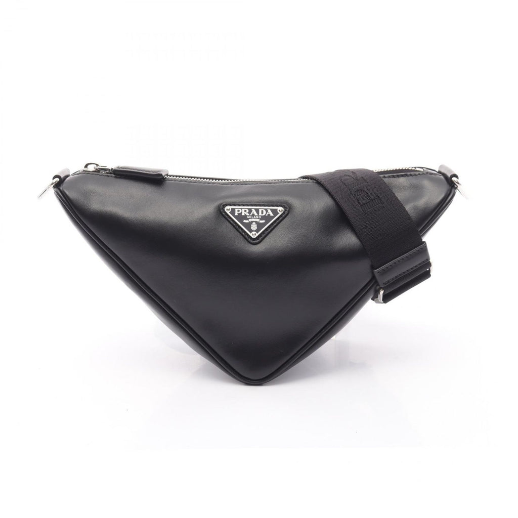 Prada Shoulder Bag Triangle Black Leather