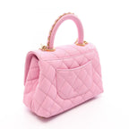 Chanel Handbag Coco Handle XXS Top 2-Way Pink Caviar Leather Quilted Chain — view 2