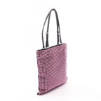 Prada Handbag Triangle Logo Crystal 2-Way Pink Fabric Leather — view 2