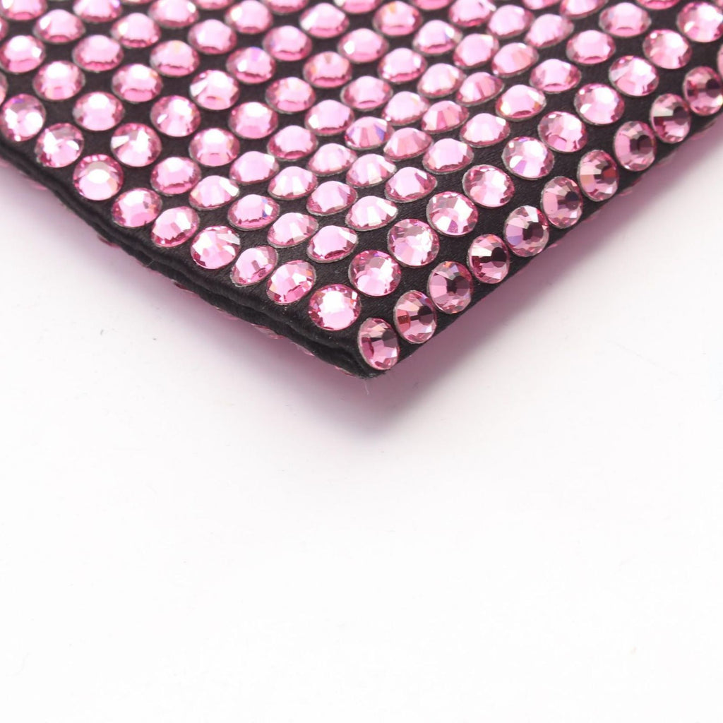 Prada Handbag Triangle Logo Crystal 2-Way Pink Fabric Leather — view 5