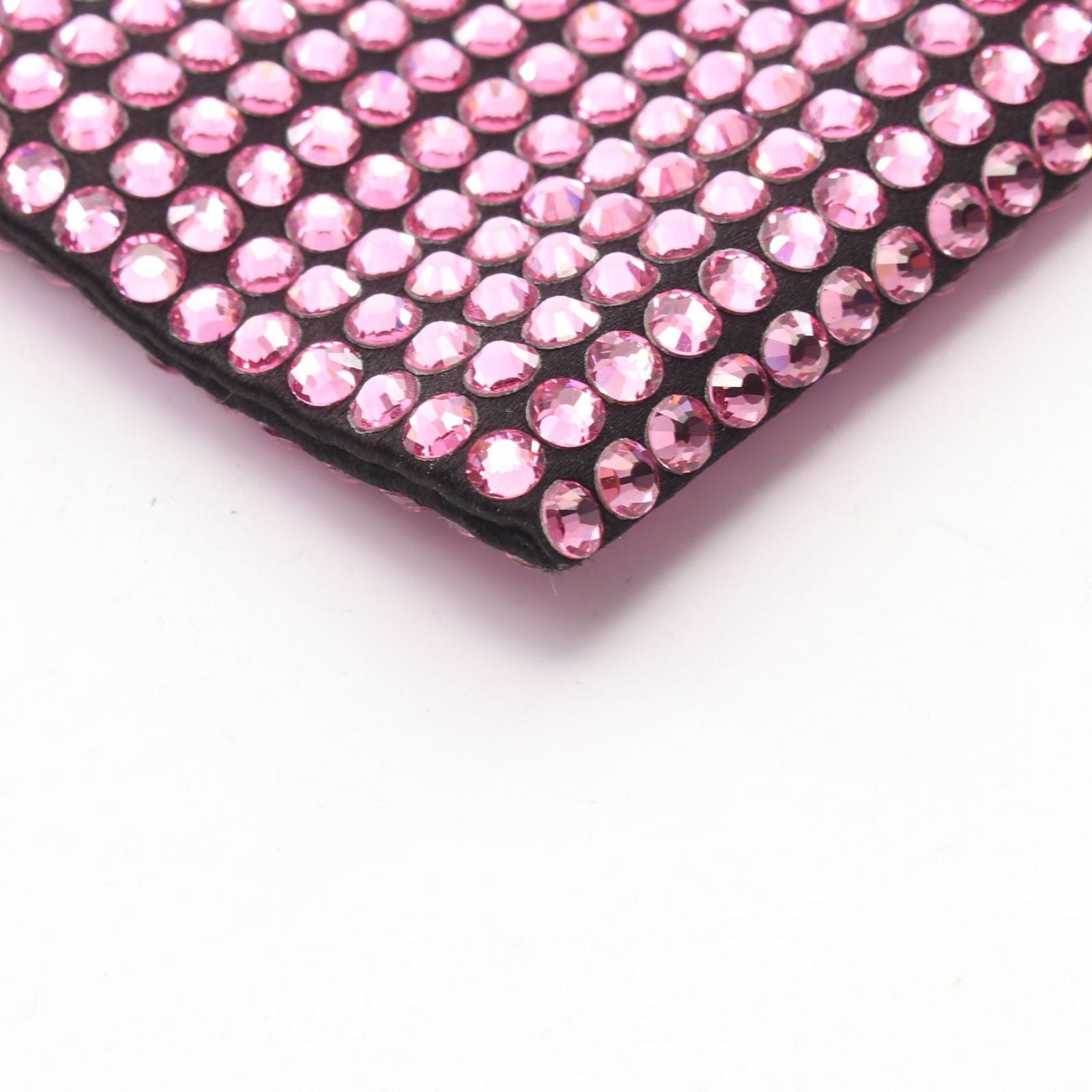 Prada Handbag Triangle Logo Crystal 2-Way Pink Fabric Leather — view 5