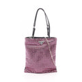 Prada Handbag Triangle Logo Crystal 2-Way Pink Fabric Leather