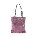 Prada Handbag Triangle Logo Crystal 2-Way Pink Fabric Leather