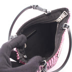 Prada Handbag Triangle Logo Crystal 2-Way Pink Fabric Leather — view 3