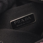 Prada Handbag Triangle Logo Crystal 2-Way Pink Fabric Leather — view 4