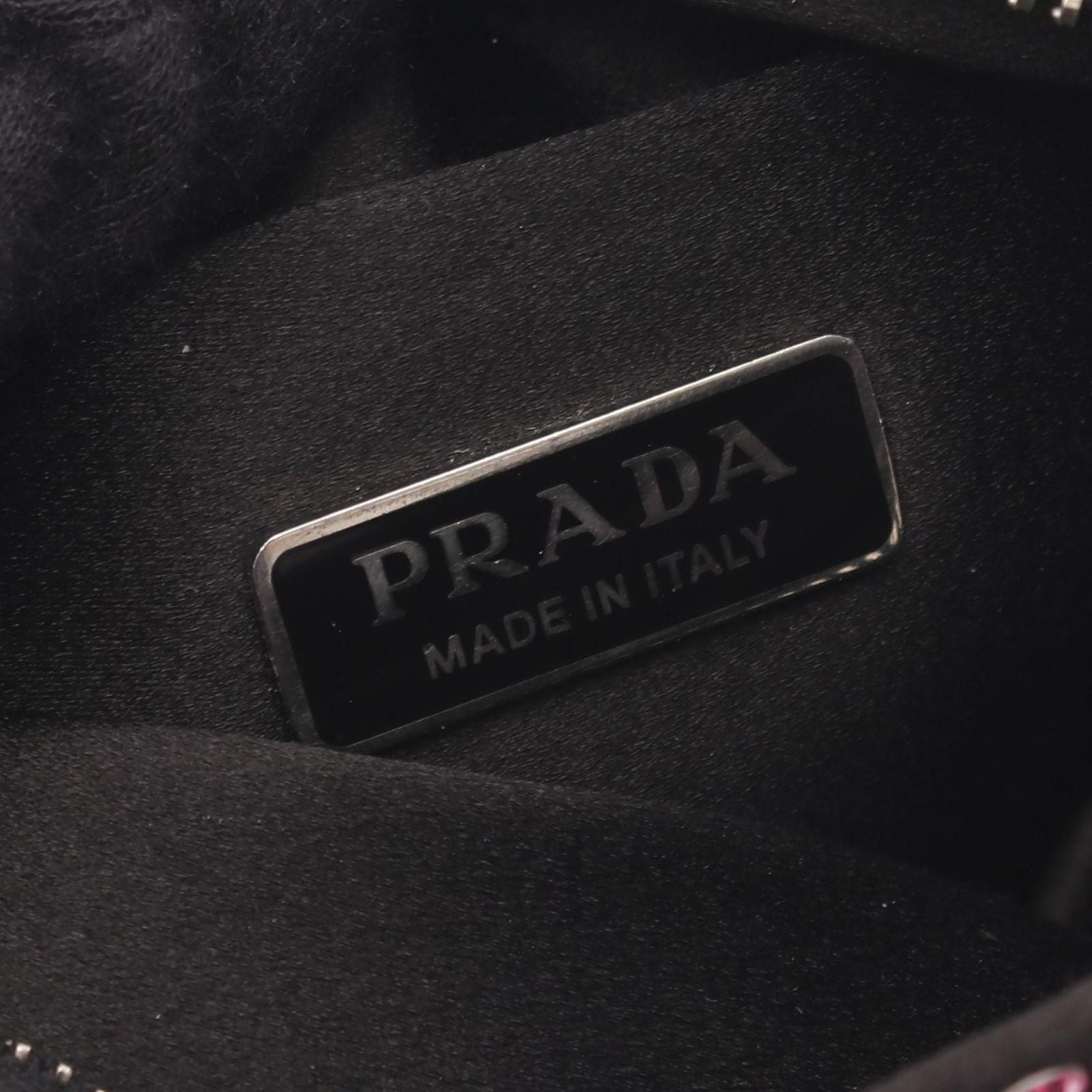 Prada Handbag Triangle Logo Crystal 2-Way Pink Fabric Leather — view 4