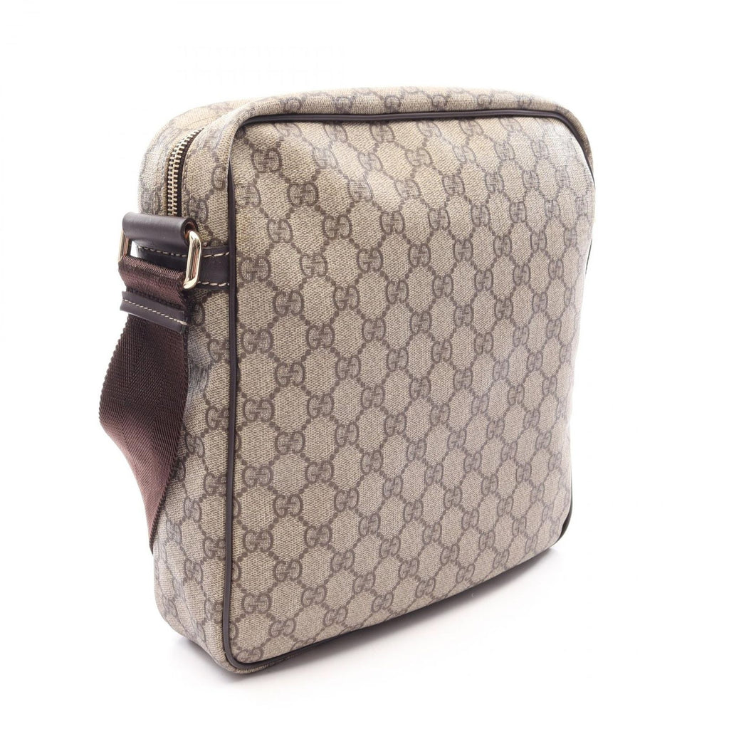 Gucci Shoulder Bag GG Supreme Beige Dark Brown Leather — view 2