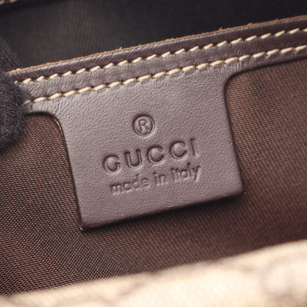 Gucci Shoulder Bag GG Supreme Beige Dark Brown Leather — view 4