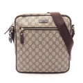 Gucci Shoulder Bag GG Supreme Beige Dark Brown Leather