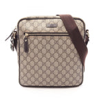 Gucci Shoulder Bag GG Supreme Beige Dark Brown Leather