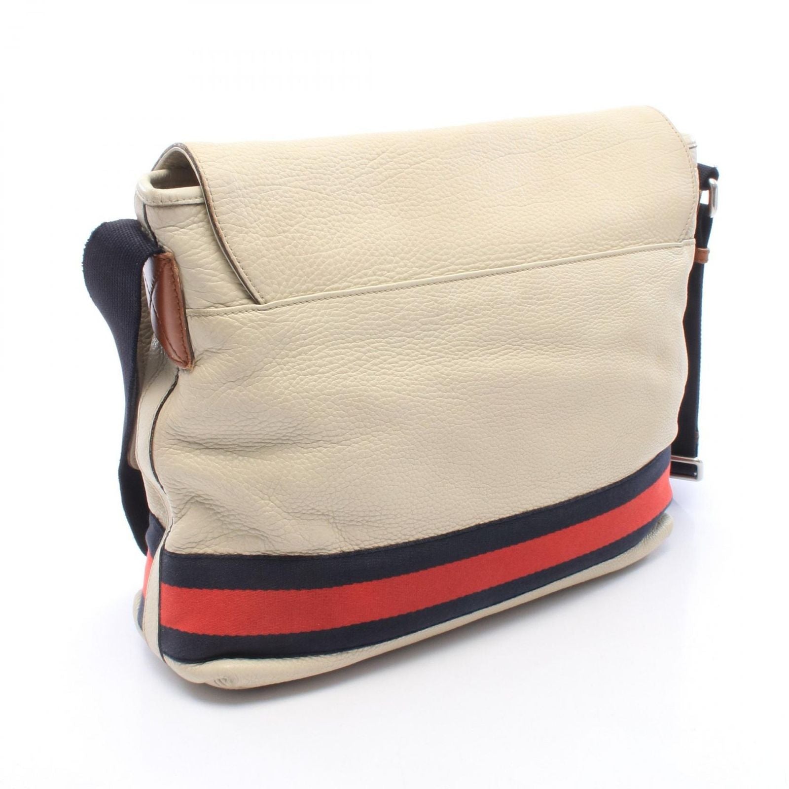 Gucci Shoulder Bag Sherry Line Navy Red Ivory Leather — view 2