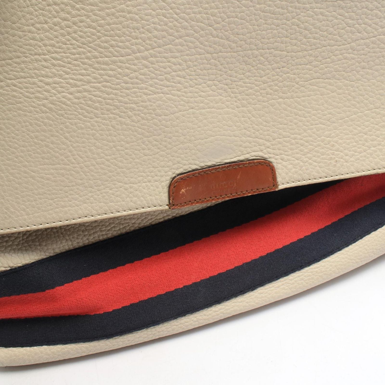 Gucci Shoulder Bag Sherry Line Navy Red Ivory Leather — view 6