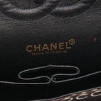 Chanel Shoulder Bag Quilted Double Flap Black Canvas Leather Coco Print Chain — view 4