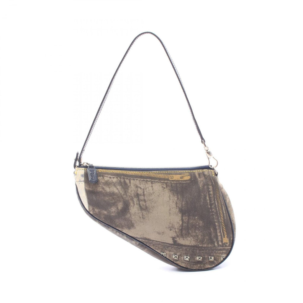 Dior Handbag Saddle Denim Pattern Brown Canvas Bag