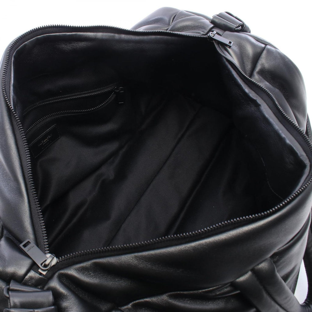 Saint Laurent Paris Boston Bag Wide Logo Puffer Black Leather — view 3