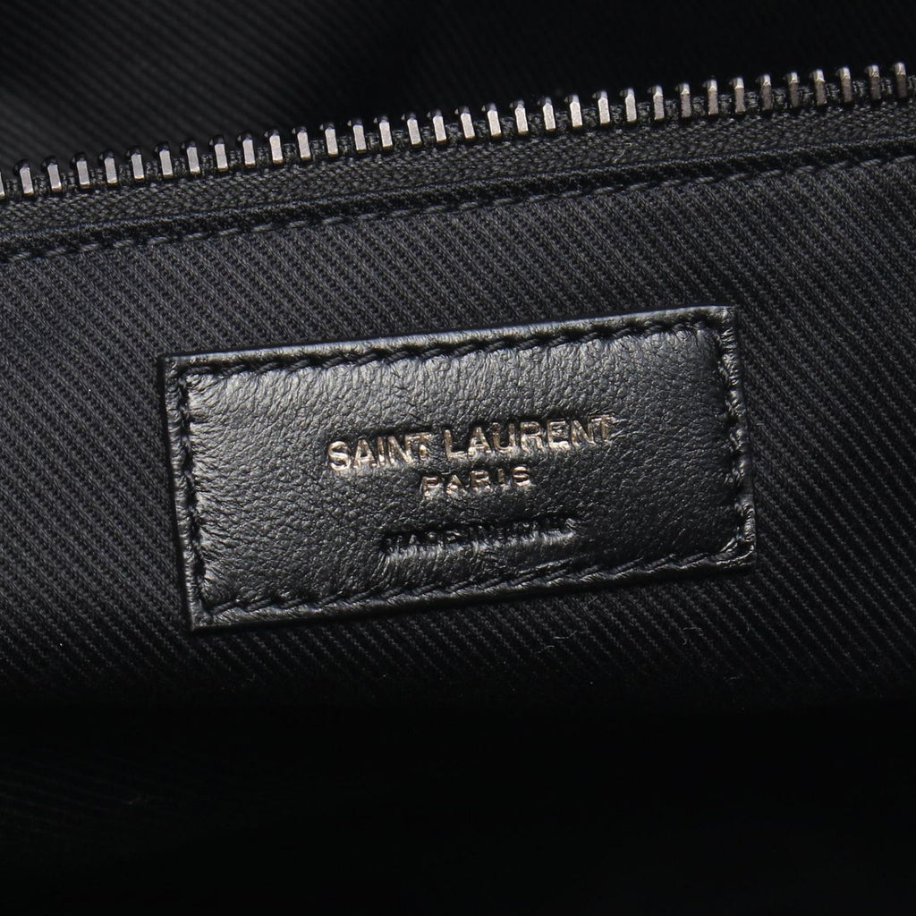 Saint Laurent Paris Boston Bag Wide Logo Puffer Black Leather — view 4