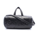 Saint Laurent Paris Boston Bag Wide Logo Puffer Black Leather