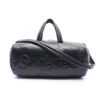 Saint Laurent Paris Boston Bag Wide Logo Puffer Black Leather