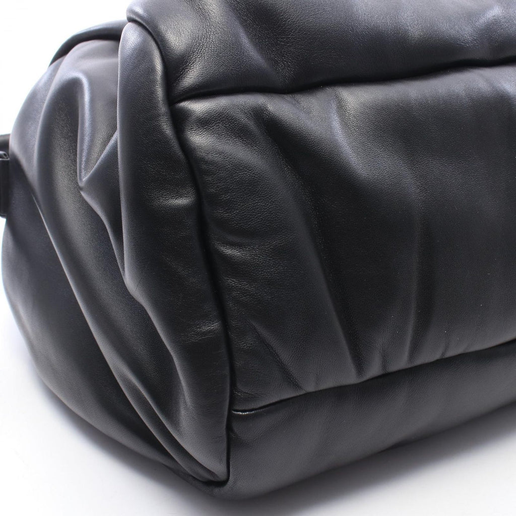 Saint Laurent Paris Boston Bag Wide Logo Puffer Black Leather — view 5