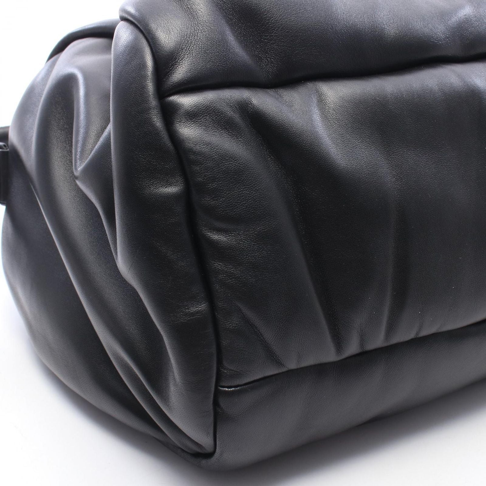 Saint Laurent Paris Boston Bag Wide Logo Puffer Black Leather — view 5