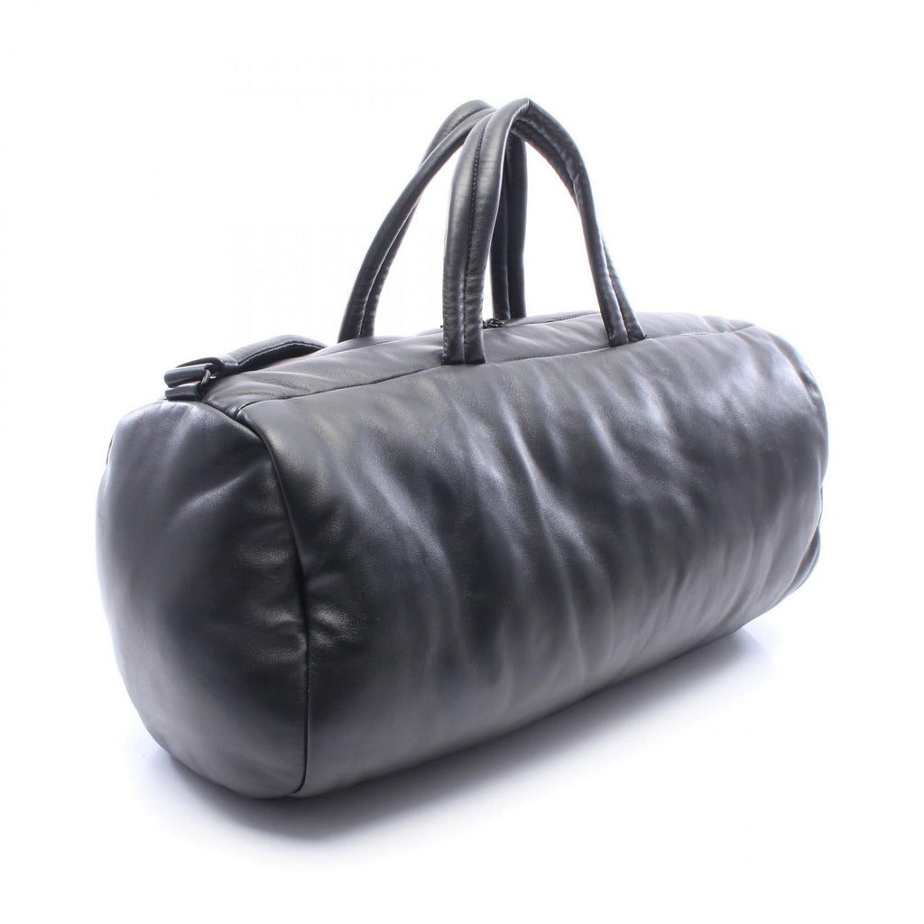 Saint Laurent Paris Boston Bag Wide Logo Puffer Black Leather — view 2