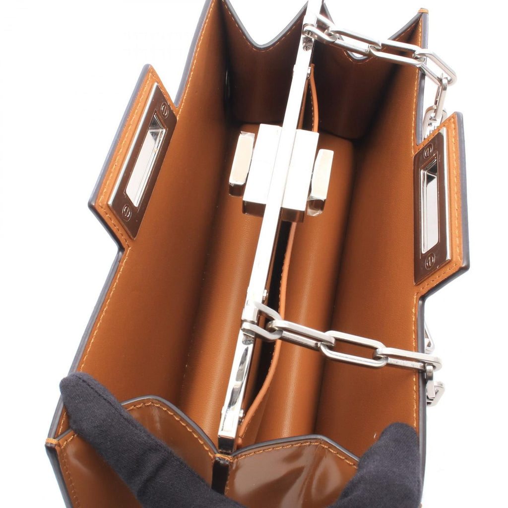Fendi Shoulder Bag Peekaboo Cut Medium Brown Leather Chain — view 3