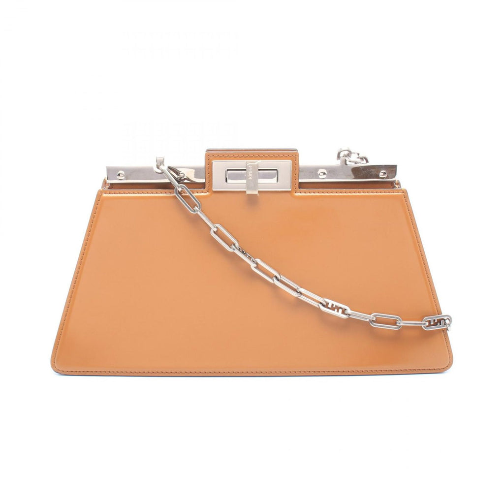 Fendi Shoulder Bag Peekaboo Cut Medium Brown Leather Chain
