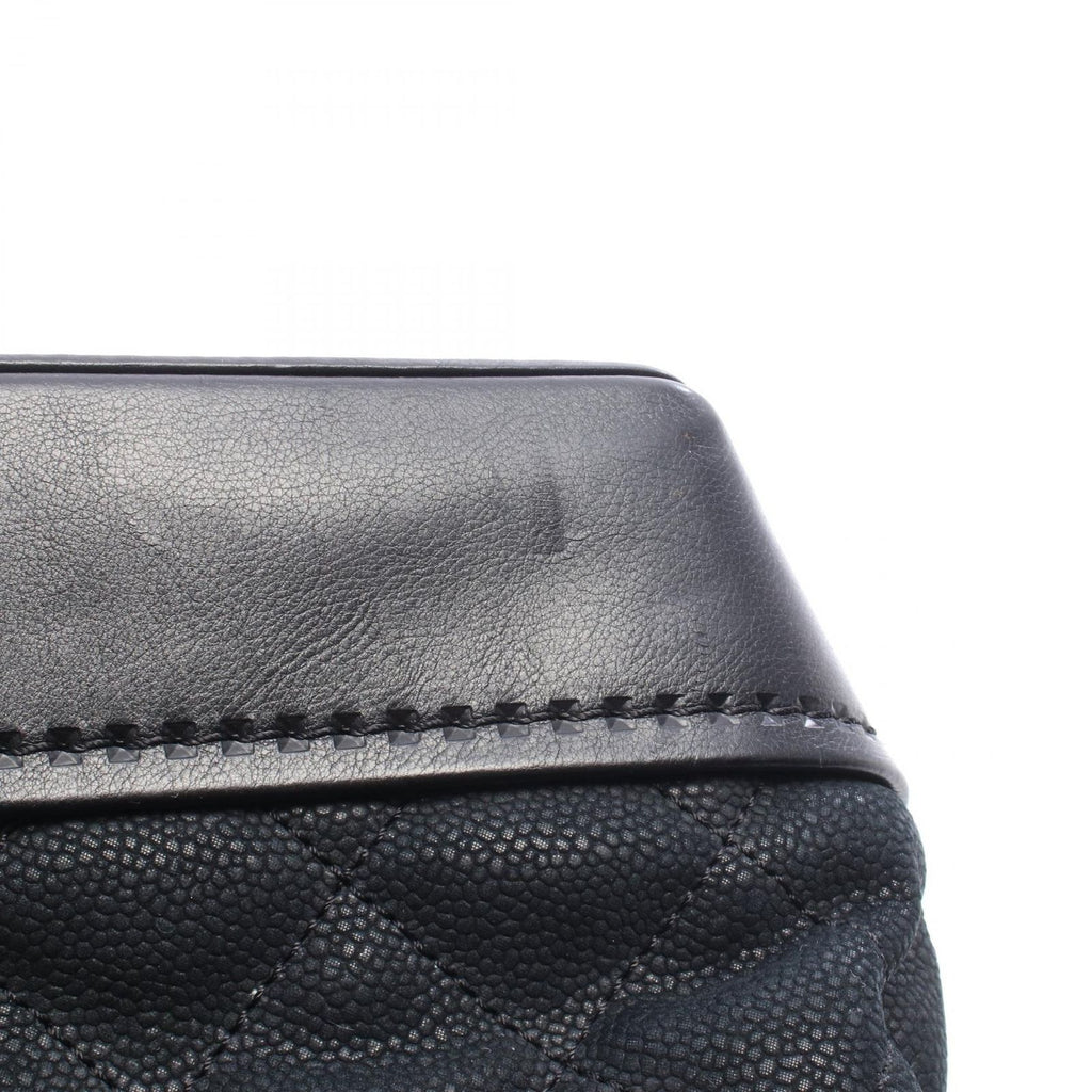 Chanel Shoulder Bag Quilted Top Handle Flap Black Leather — view 7