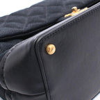 Chanel Shoulder Bag Quilted Top Handle Flap Black Leather — view 8