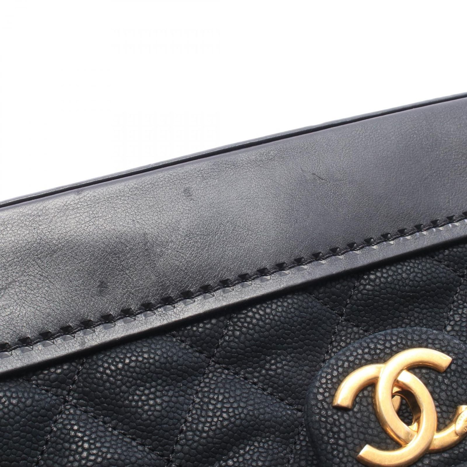 Chanel Shoulder Bag Quilted Top Handle Flap Black Leather — view 6