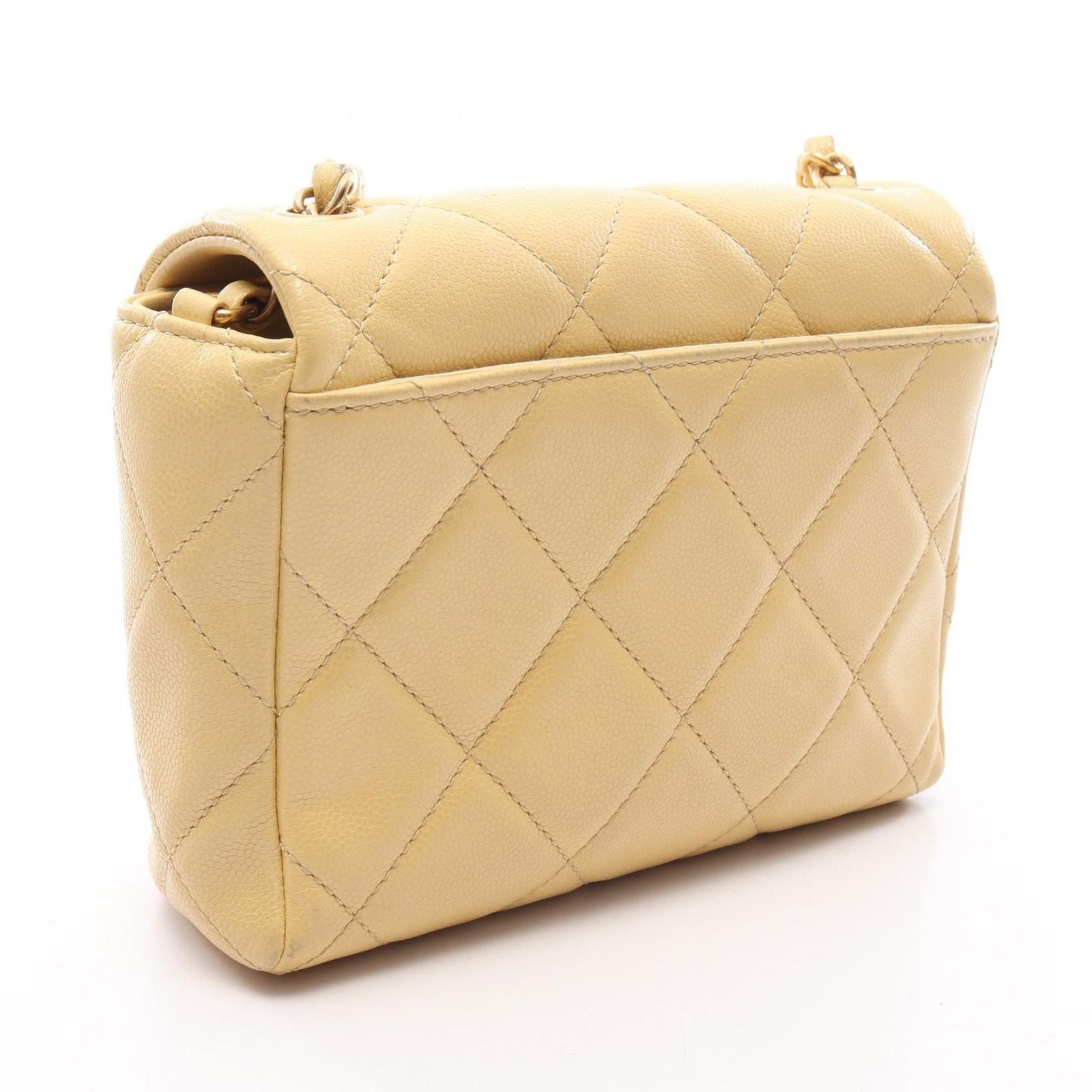 Chanel Shoulder Bag Quilted Mini Pastel Yellow Leather Small Flap Chain — view 2