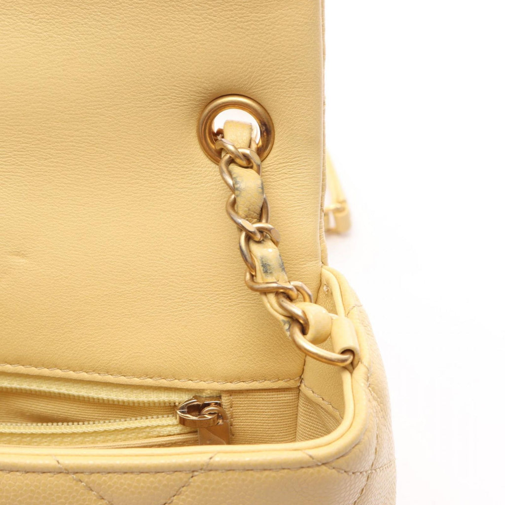 Chanel Shoulder Bag Quilted Mini Pastel Yellow Leather Small Flap Chain — view 6