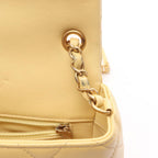 Chanel Shoulder Bag Quilted Mini Pastel Yellow Leather Small Flap Chain — view 6